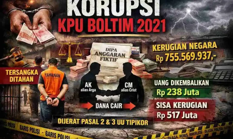 Korupsi Anggaran KPU Boltim 2021: Jejak Manipulasi dan Penahanan Bendahara
