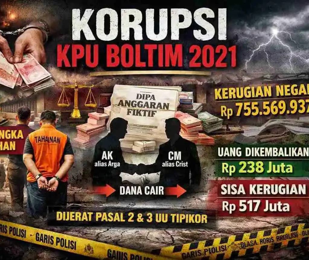 Korupsi Anggaran KPU Boltim 2021: Jejak Manipulasi dan Penahanan Bendahara