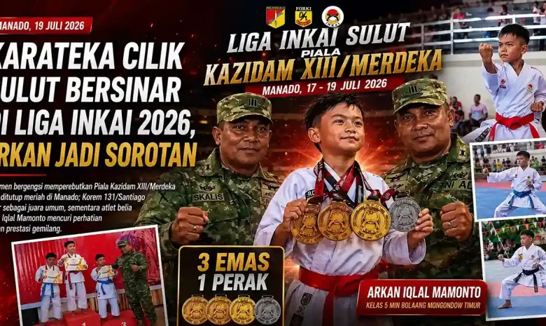 Karateka Cilik Sulut Bersinar di Liga INKAI 2026, Arkan Jadi Sorotan